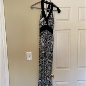 Black and White Maxi Halter Dress